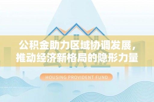 玉井公积金助力区域协调发展，推动经济新格局的隐形力量