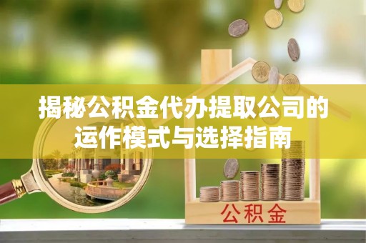 玉井揭秘公积金代办提取公司的运作模式与选择指南