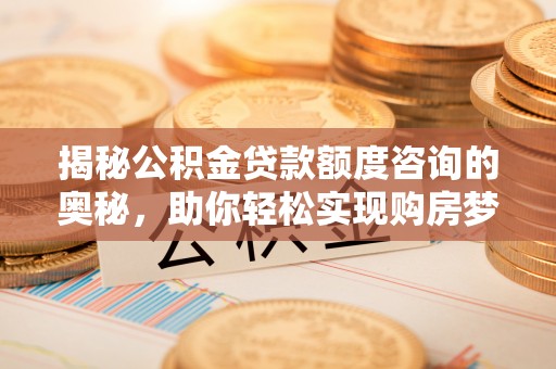 玉井揭秘公积金贷款额度咨询的奥秘，助你轻松实现购房梦想
