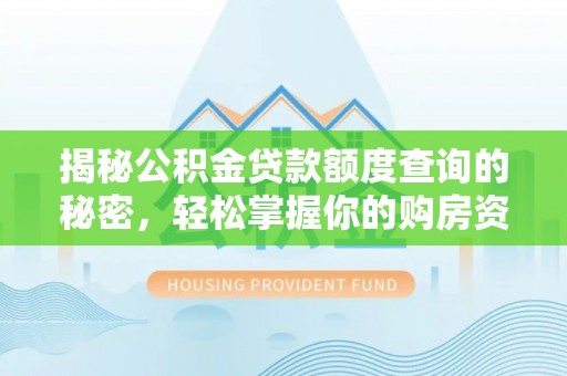玉井揭秘公积金贷款额度查询的秘密，轻松掌握你的购房资金